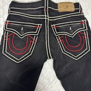 True Religion Dark Jeans with Red and White Stitching
